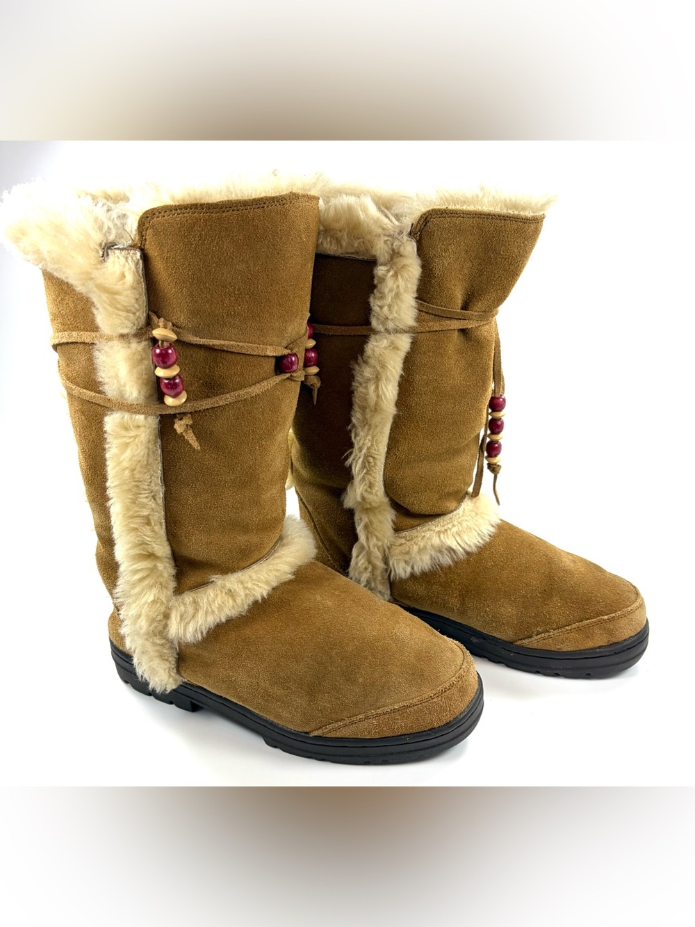 UGG Nightfall 5359 Women’s 8 Chestnut Suede Shearling Beaded Tall Boots